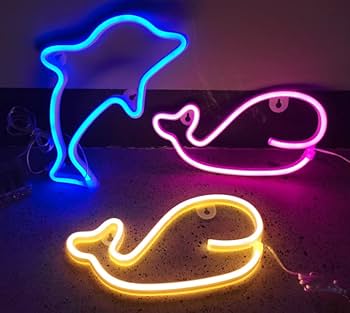 Neon LED Wall Decor - Dolphin & Whales (Pack of 3)