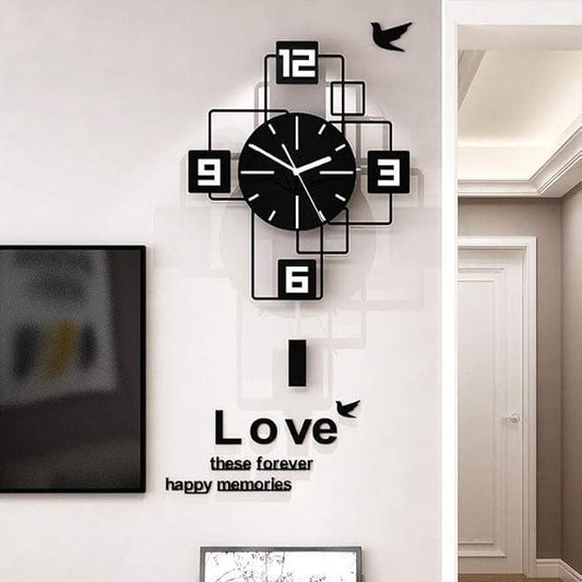 Modern Black & White Acrylic Clock - Sleek Wall Decor