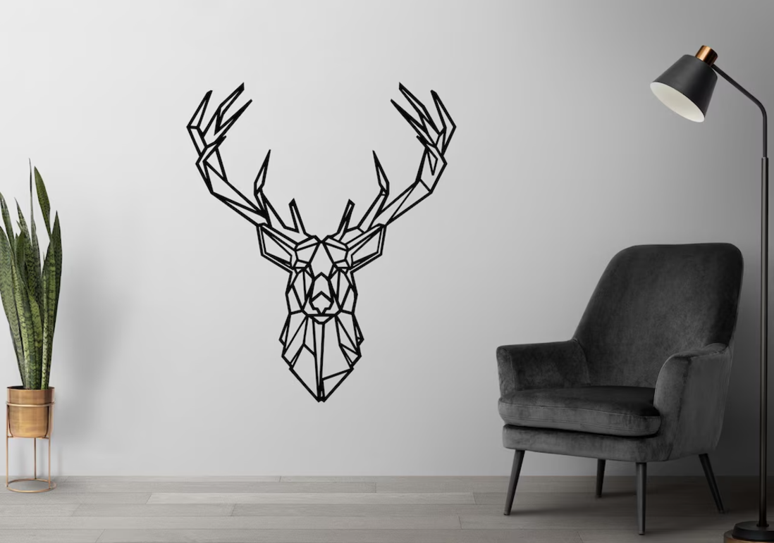 Swamp Deer Sketch Wall Art - Acrylic & Wood (Black)