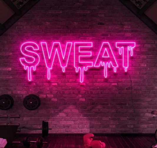 Neon LED Gym Sign - "Sweat" (22x60 Inches)