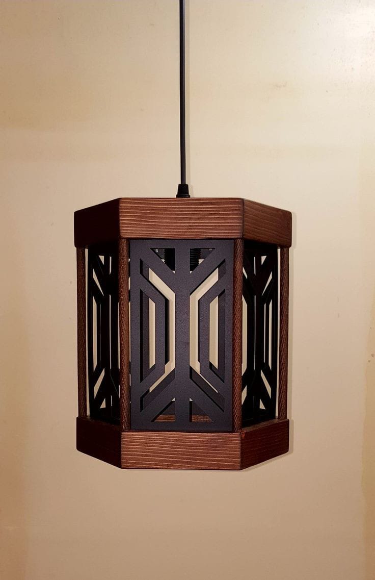 Black and Brown Wooden Hanging Lamp WL07