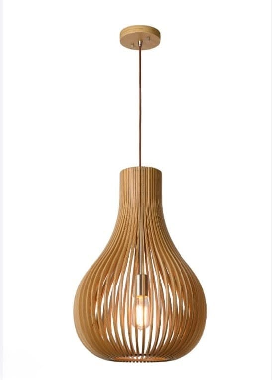 Modern Wood Strip Hanging Lamp – Natural Ambience WL09