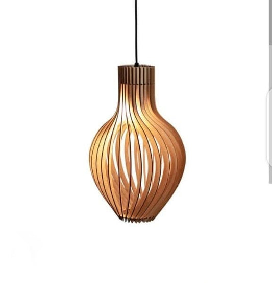 Geometric Wood Strip Pendant Lamp – Artistic Illumination WL10