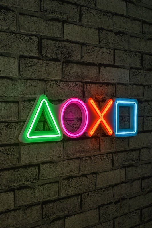 Neon Wall Art - PlayStation 4 Buttons (Triangle, Circle, Cross, Square)