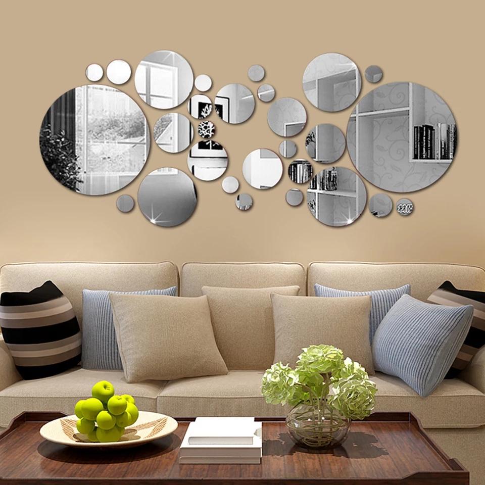 28 pieces Elegant Acrylic Mirror Circles Wall Designs