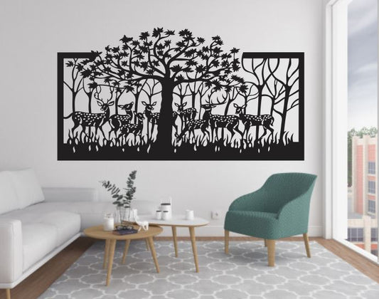 Large Woodland Tree & Deer Wall Panel